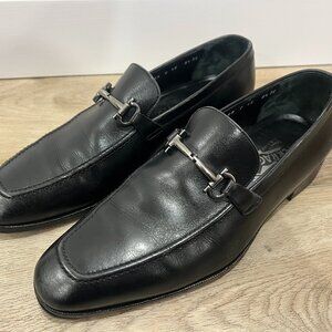 Salvatore Ferragamo Black Leather Horsebit Loafer Dress Shoes sz US 9.5
